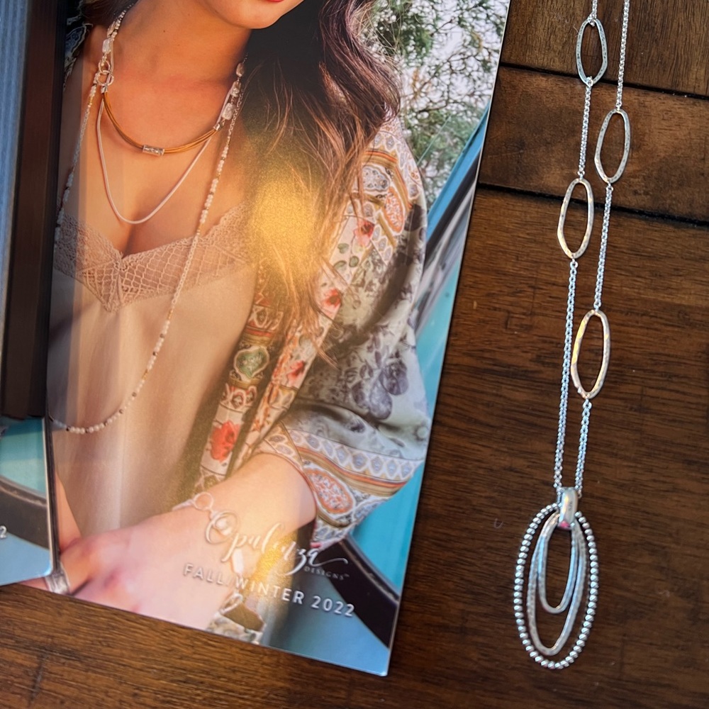 OPULENZA DESIGNS JEWELRY N1136 Triple Oval Beaded Necklace .925 SS BRAND NEW